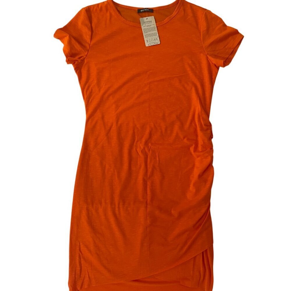 BTFBM. Women's dress in stretchy orange color, size L. Medium length.NWT